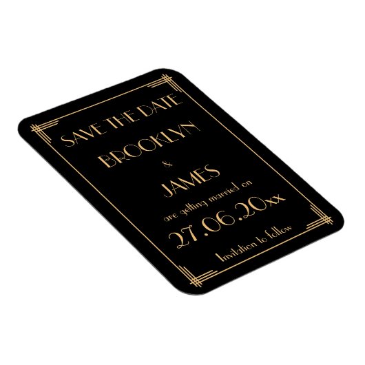 Great Gatsby Art Deco Wedding Save the Date Magnet (Rechte Seite)