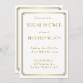 Great Gatsby Art Deco Weißes Brautparty lädt ein Einladung (Vorne/Hinten)