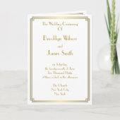 Great Gatsby Art Deco White Gold Hochzeitsprogramm Programm (Vorderseite)