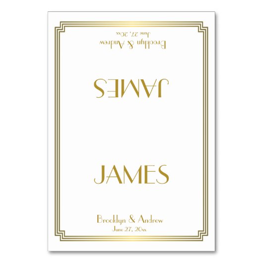 Great Gatsby Art Deco White Wedding Platzkarten Tischnummer (Vorderseite)