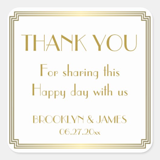 Great Gatsby Art Deco White Wedding Stickers (Vorderseite)