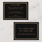 Great Gatsby Black Wedding Unterkunft Cards Begleitkarte (Vorne/Hinten)