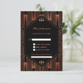 Great Gatsby Copper Art Deco Song Anfrage Hochzeit RSVP Karte (Stehend Vorderseite)