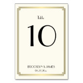 Great Gatsby Cream Gold Wedding Tischnummern (Rückseite)