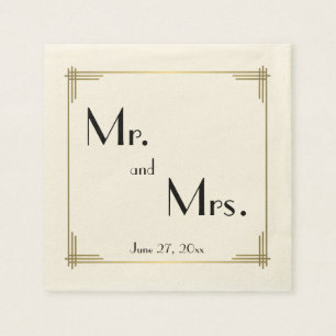 Great Gatsby Ecru Art Deco Wedding Napkins Serviette