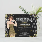 Great Gatsby Flapper Girl Quinceanera Einladung (Stehend Vorderseite)