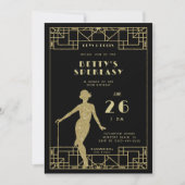 Great Gatsby Flapper Roaring 20 Speakeasy Geburtst Einladung (Vorderseite)