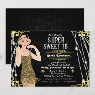 Great Gatsby Flapper Sweet 16 Birthday Einladung