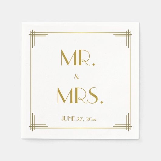 Great Gatsby Gold Art Deco Hochzeit Napkins Serviette (Vorderseite)