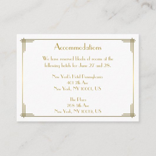 Great Gatsby Gold Hochzeitskarten Begleitkarte (Vorderseite)