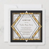 Great Gatsby Gold White Art Dec Junggeselinnen-Abs Einladung (Vorderseite)