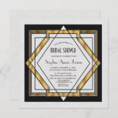 Great Gatsby Gold White Art Deco Brautparty Einladung (Vorne/Hinten)