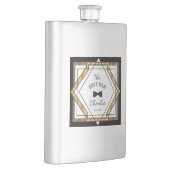 Great Gatsby Gold White Art Deco Der TRAUZEUGE Flachmann (Rechts)