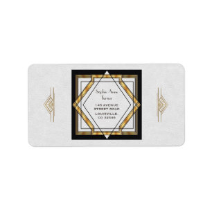 Great Gatsby Gold White Art Deco Hochzeit Adressaufkleber