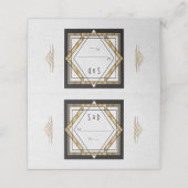 Great Gatsby Gold White Art Deco Hochzeit Platzkarte (Außenseite Aufgefaltet)