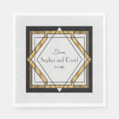 Great Gatsby Gold White Art Deco Hochzeit Serviette (Vorderseite)