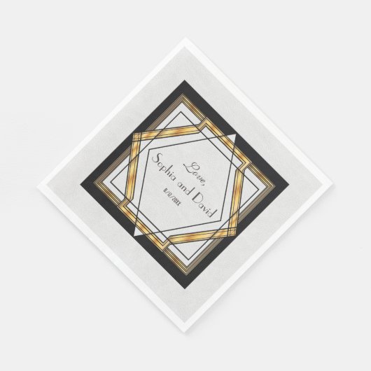 Great Gatsby Gold White Art Deco Hochzeit Serviette (Ecke)