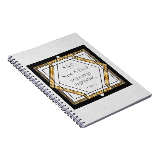 Great Gatsby Gold White Art Deco Hochzeitsplaner Notizblock (Rechte Seite)