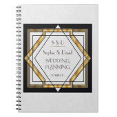 Great Gatsby Gold White Art Deco Hochzeitsplaner Notizblock (Vorderseite)