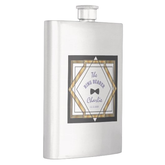 Great Gatsby Gold White Art Deco RING BEARER Flachmann (Rechts)