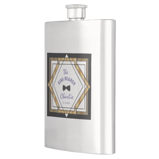 Great Gatsby Gold White Art Deco RING BEARER Flachmann (Links)