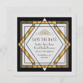 Great Gatsby Gold White Art Deco Save the Date (Vorne/Hinten)