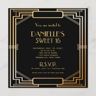 Great Gatsby Inspiriert Art Deco Sweet 16 Einladun Einladung