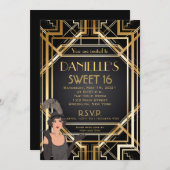 Great Gatsby Inspiriert Art Deco Sweet 16 Einladun Einladung (Vorne/Hinten)