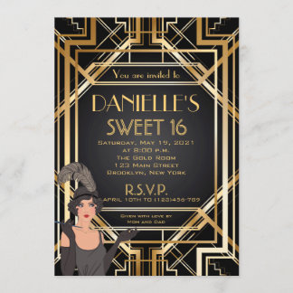 Great Gatsby Inspiriert Art Deco Sweet 16 Einladun Einladung