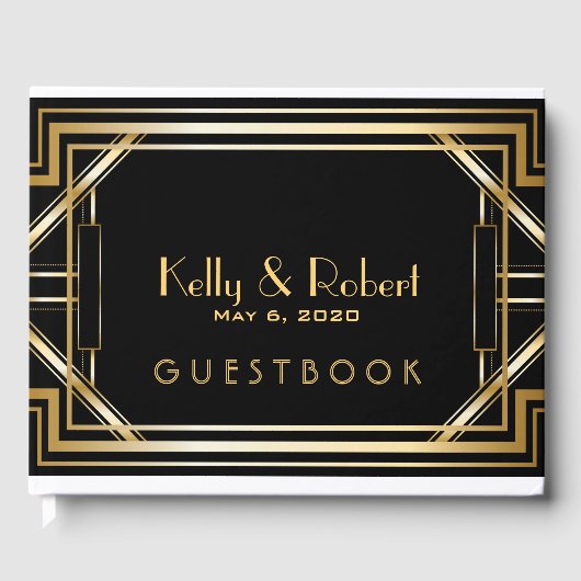 Great Gatsby Inspiriert Art Deco Wedding Guest Boo Gästebuch (Vorderseite)