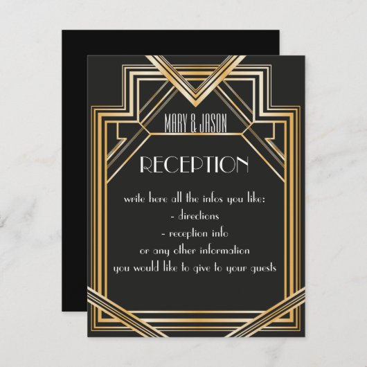 Great Gatsby inspiriert Empfang- oder Wegskarte Begleitkarte (Vorne/Hinten)