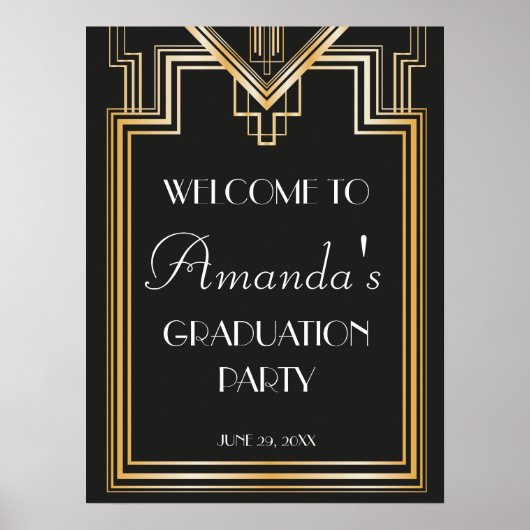 Great Gatsby Inspiriert Welcome Abschluss Signage Poster (Vorne)