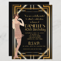 Great Gatsby Inspirred Art Deco Birthday Einladung
