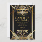 Great Gatsby Inspirred Art Deco Birthday Einladung (Vorderseite)