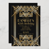 Great Gatsby Inspirred Art Deco Birthday Einladung (Vorne/Hinten)