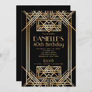 Great Gatsby Inspirred Art Deco Birthday Einladung
