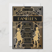 Great Gatsby Inspirred Art Deco Birthday Einladung (Vorderseite)