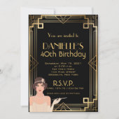 Great Gatsby Inspirred Art Deco Birthday Einladung (Vorderseite)