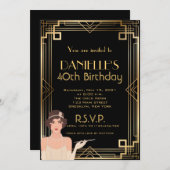 Great Gatsby Inspirred Art Deco Birthday Einladung (Vorne/Hinten)