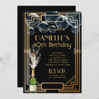 Great Gatsby Inspirred Art Deco Birthday Einladung