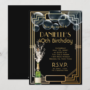 Great Gatsby Inspirred Art Deco Birthday Einladung