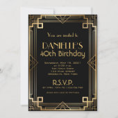 Great Gatsby Inspirred Art Deco Birthday Einladung (Vorderseite)