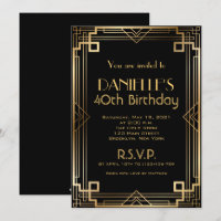 Great Gatsby Inspirred Art Deco Birthday Einladung