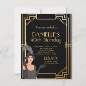 Great Gatsby Inspirred Art Deco Birthday Einladung (Vorderseite)