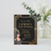 Great Gatsby Inspirred Art Deco Birthday Einladung (Stehend Vorderseite)