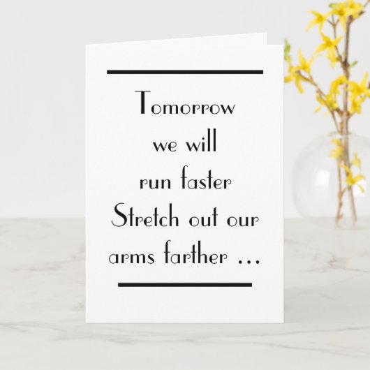 Great Gatsby Morgen führen wir schneller Deko Text Karte (Gelbe Blume)