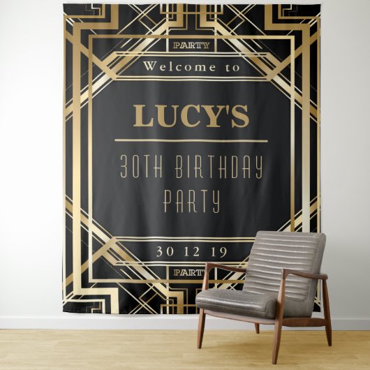 Great Gatsby Party Wedding Foto Booth Back Drop Wandteppich (Beispiel)