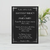 Great Gatsby Silver Foil Art Deco Hochzeitsfeiern Einladung (Stehend Vorderseite)