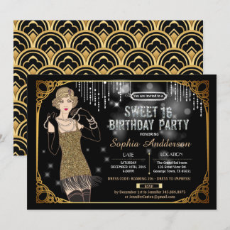 Great Gatsby Sweet 16 Geburtstagsfeier Einladung