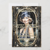Great Gatsby Theme Flapper Girl 1920er Vintag Einladung (Vorderseite)